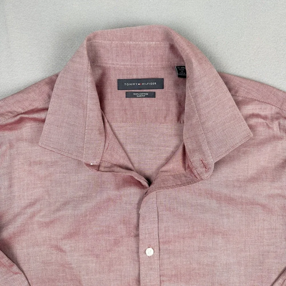 Tommy Hilfiger Dress Shirt Mens XL Slim Fit Cotton Long Sleeve Button Down
